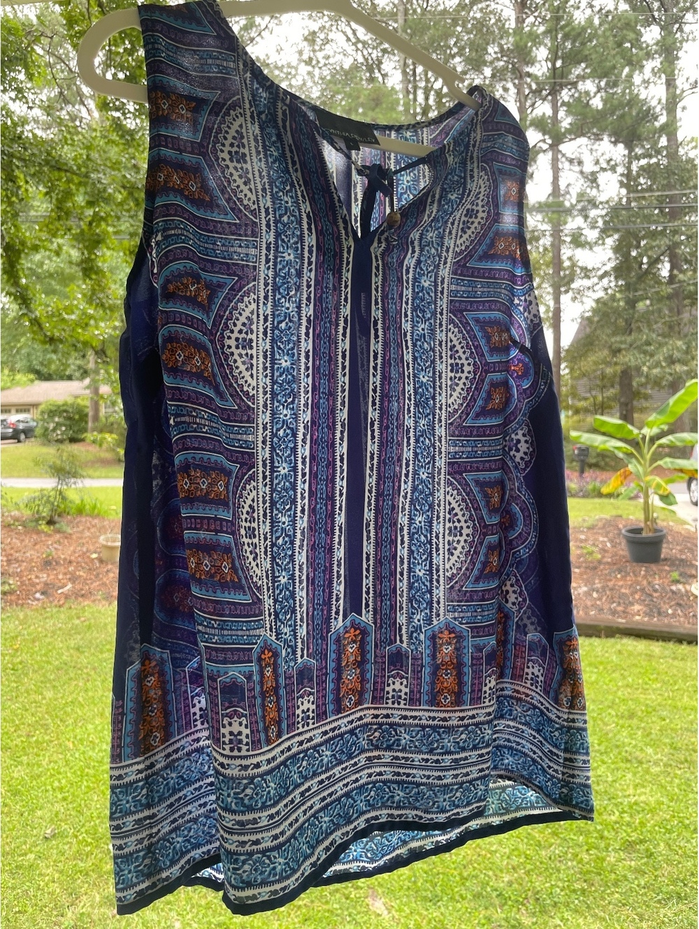 Cynthia Rowley blue paisley print flowy top